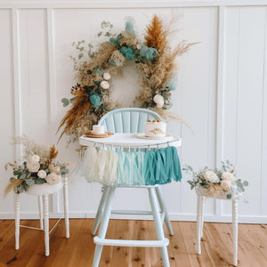 Blue Ombre High Chair Garland - Ocean Beach First Birthday High Chair Banner - Boy Cake Smash - by GenWooShop