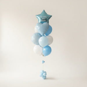 Baby Blue Star and Heart Helium Balloon Bouquet for Boy Birthday and Baby Showers in Ottawa