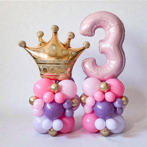 Princess Crown and Pink Number Balloon Tower Set
