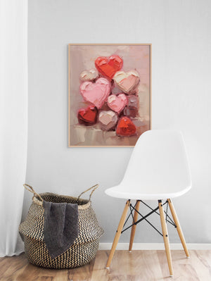 Pink and Red Heart Chocolates Digital Print