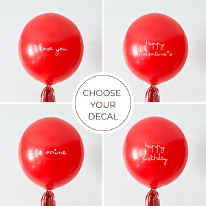 Jumbo Red Balloon with Tassel and Decal for Valentine's Day