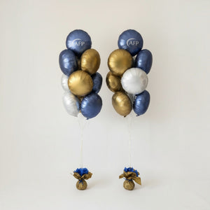 Foil Rond Balloon Bouquets in Gold, Blue and White