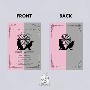 Editable Goth Girl Birthday Party Digital Invitation