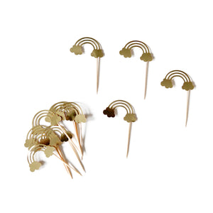 Gold Foil Rainbow Cupcake Toppers - Rainbow Birthday Party Supplies, St Patrick's Day Decorations