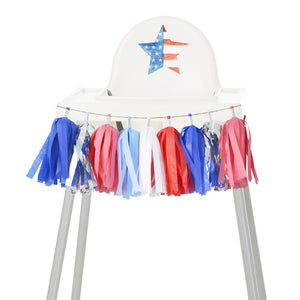4th of July High Chair Garland - July 4th Patriotic Baby First Birthday Party Decorations - High Chair Garland for USA July Babies Cake Smash
