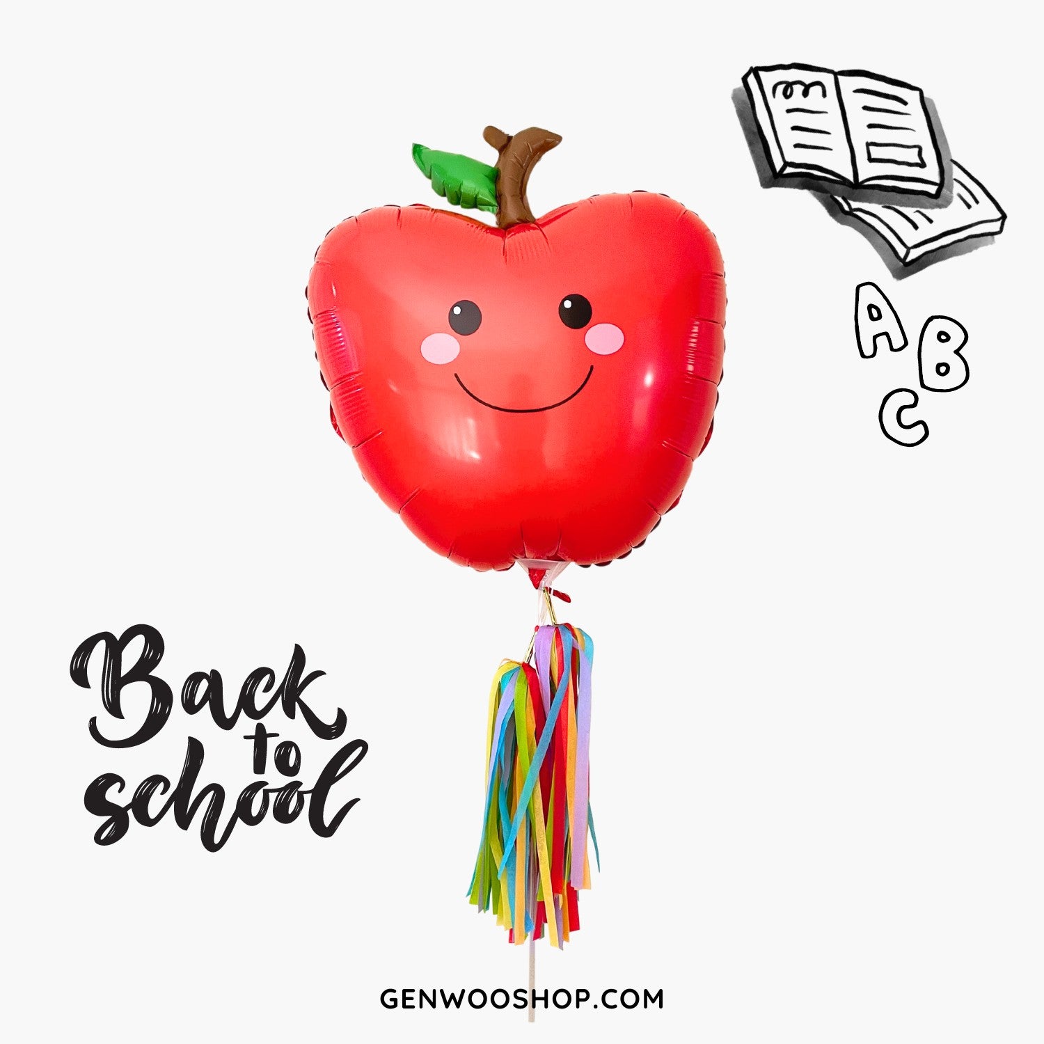 Back to School Cute Apple Balloon Wand 