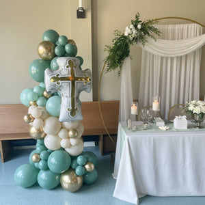 Green Gold Free Standing Balloon Garland for Baptism