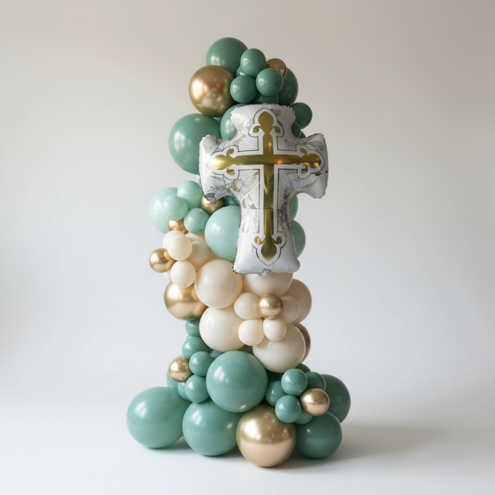 Green Gold Free Standing Balloon Garland for Baptism