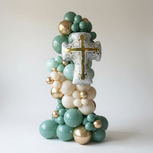 Green Gold Free Standing Balloon Garland for Baptism