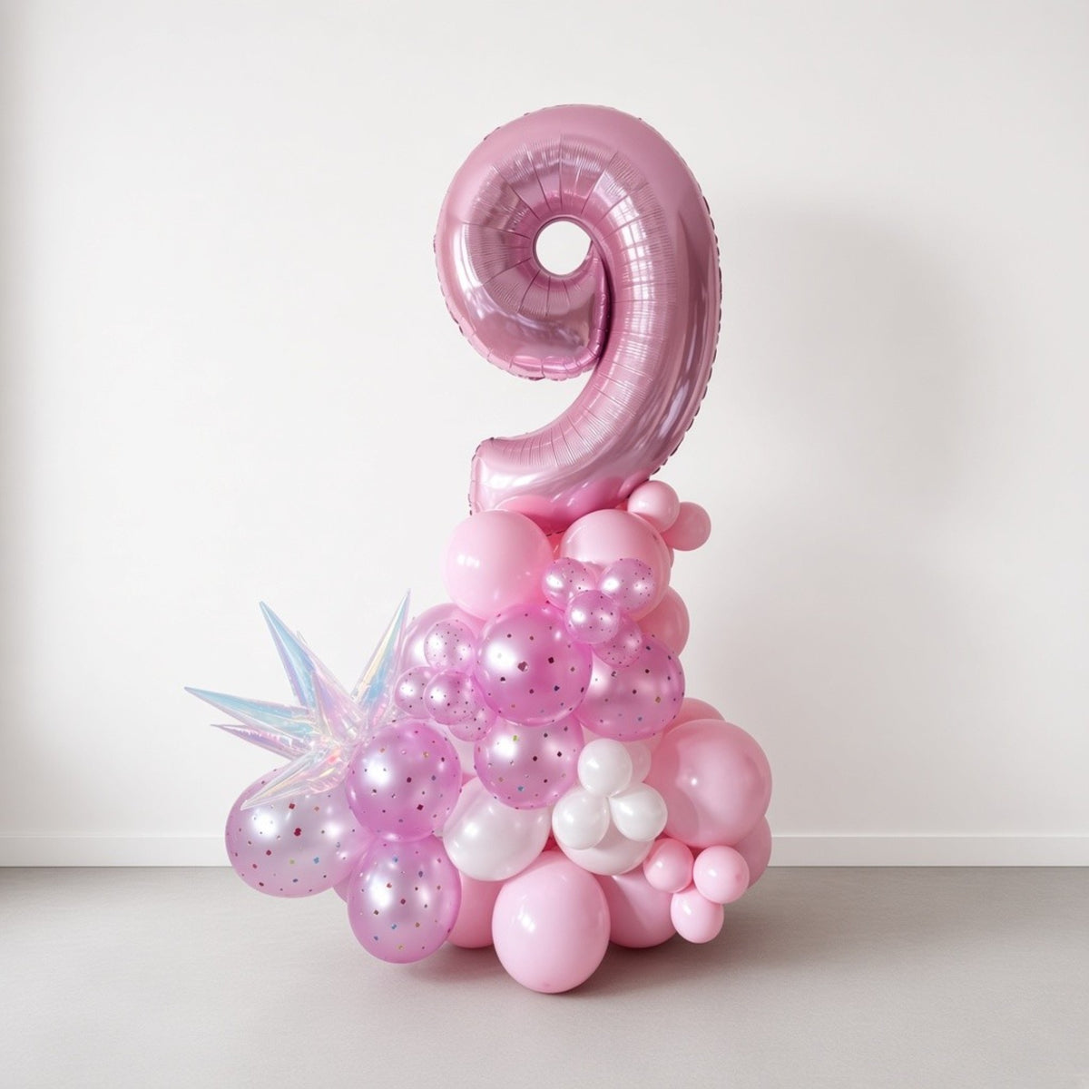 Bedazzling Pink Number Balloon Tower