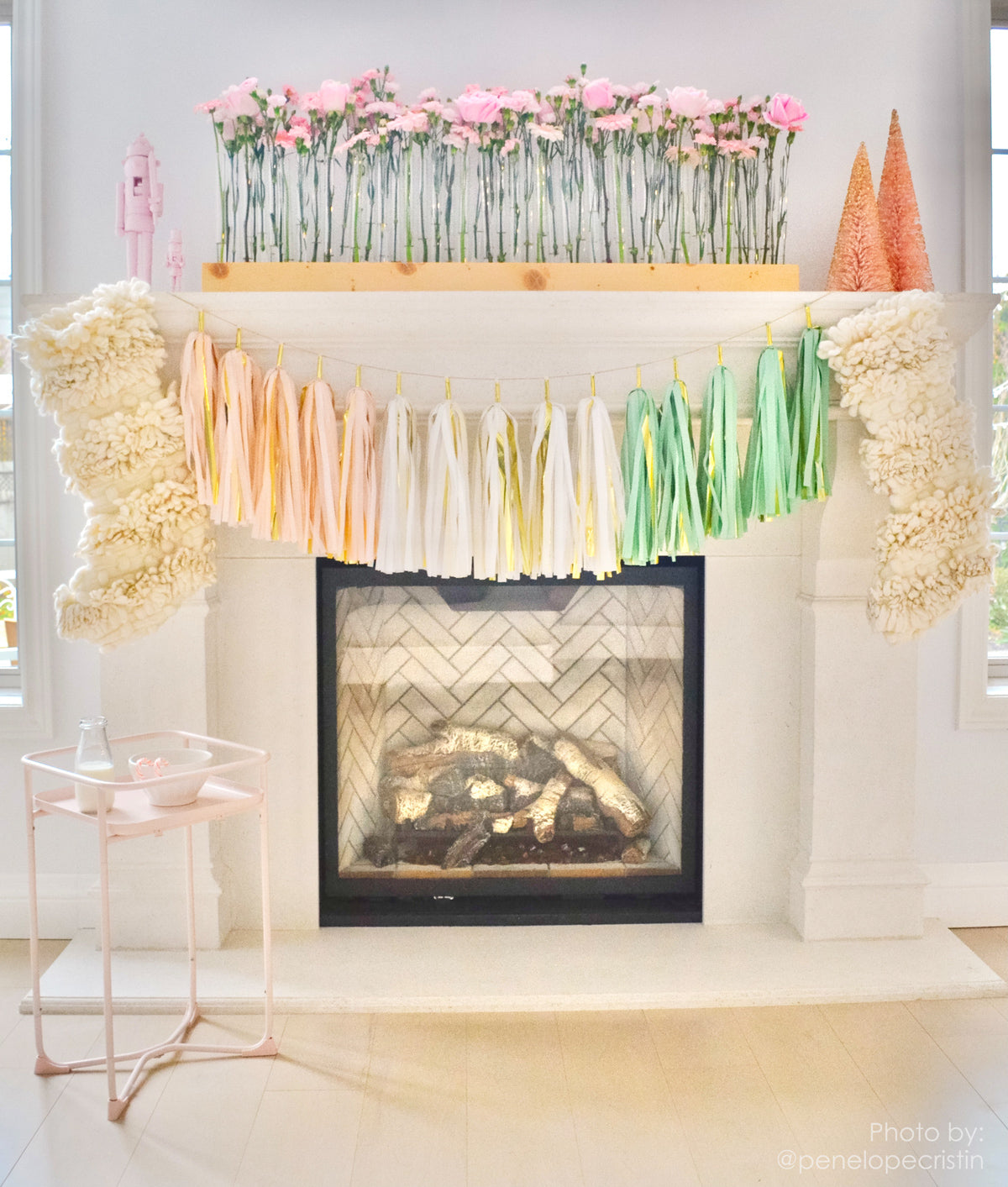 Blush Cedar Holiday Tassel Garland - Bohemian Christmas Decoration, Boho Holiday Decor, Fireplace Mantel Garland Decoration, Christmas Party Supplies GenWoo Shop