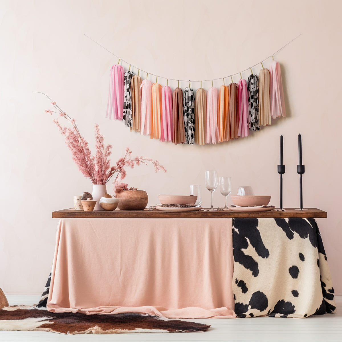 Moo Moo Cowgirl Tassel Garland - Girl Birthday Party - Nash Bash Backdrop - Let's go girl