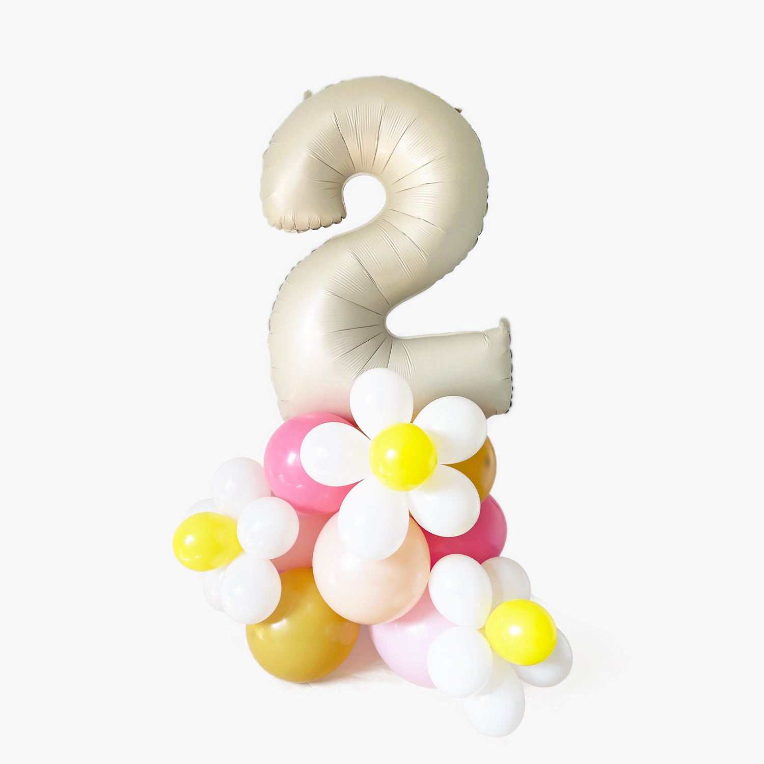 Two Groovy Number 2 Balloon Column - Little Girl Second Birthday Party Balloon Tower Decorations