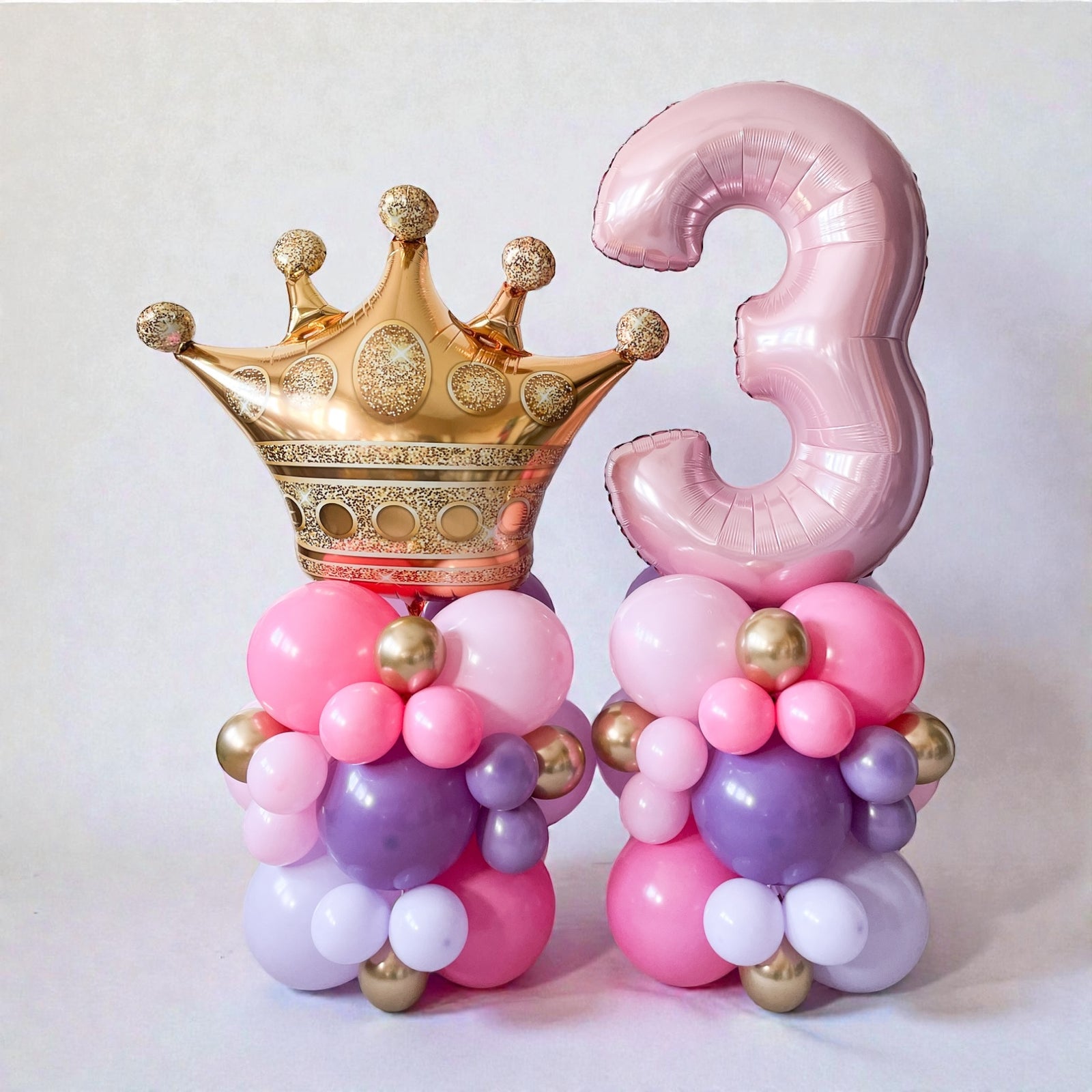 Princess Crown and Pink Number Balloon Tower Set