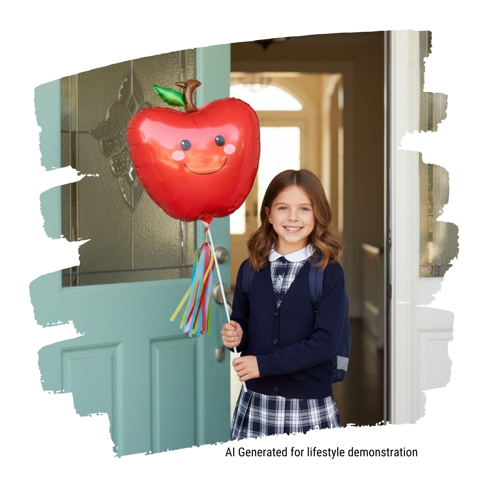 Back to School Cute Apple Balloon Wand 