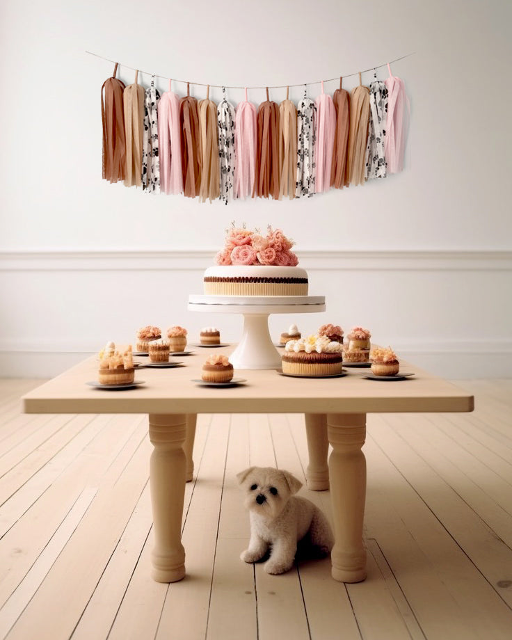 Pink Puppy Paws Tassel Garland - Pet Dog and Cat Girl Birthday Party Decoration