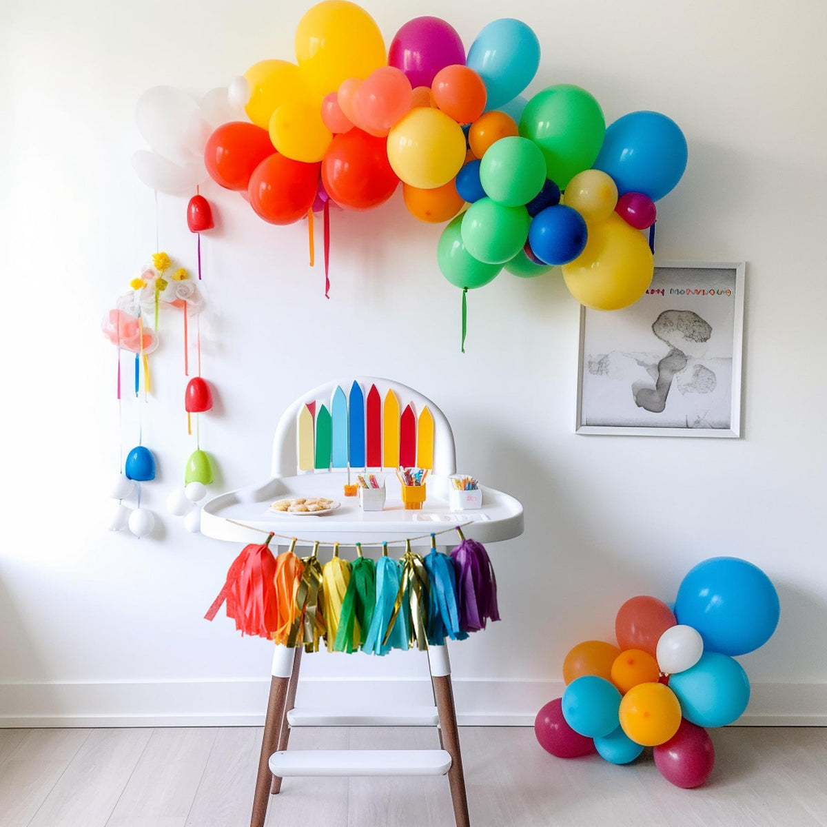 Gold Rainbow High Chair Garland Banner - Rainbow First Birthday & Cake Smash Decorations