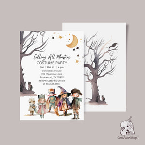 Editable Digital Halloween Costume Party Invitation