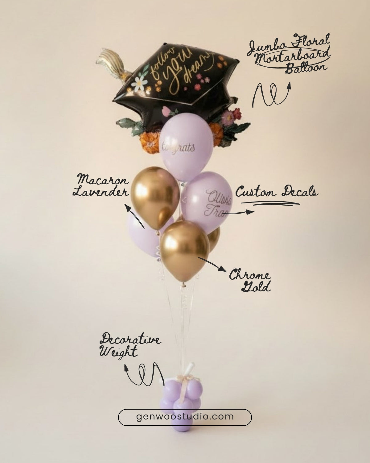 Chic Purple and Gold Graduation Balloon Bouquet | Ottawa Balloons