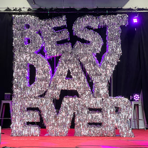 BEST DAY EVER Tinsel Letter Backdrop Rental | Ottawa Weddings