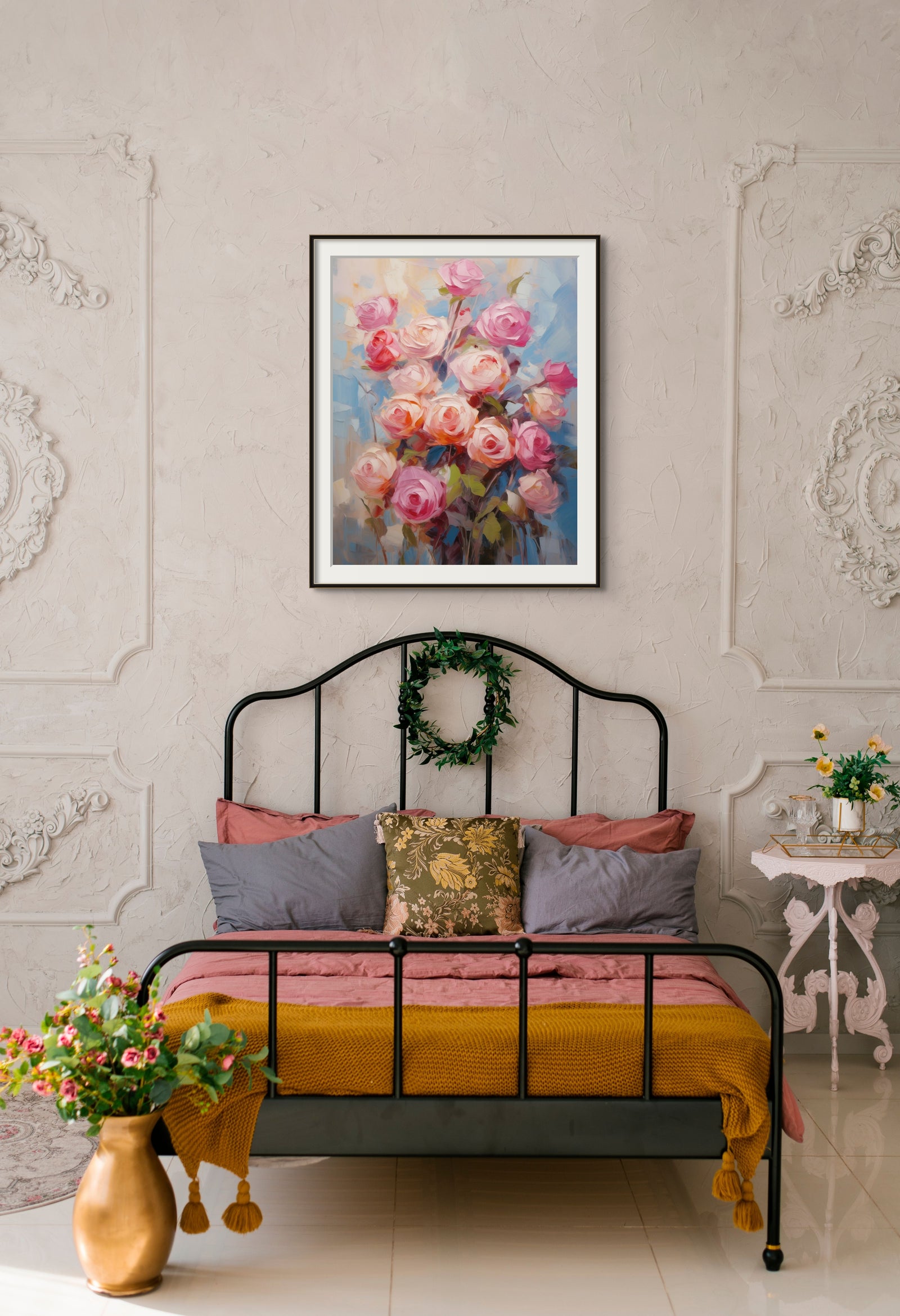 Rose Bouquet Digital Print [Pink, Blush, Blue] - Valentine's Day Home Decoration - Gift for Her