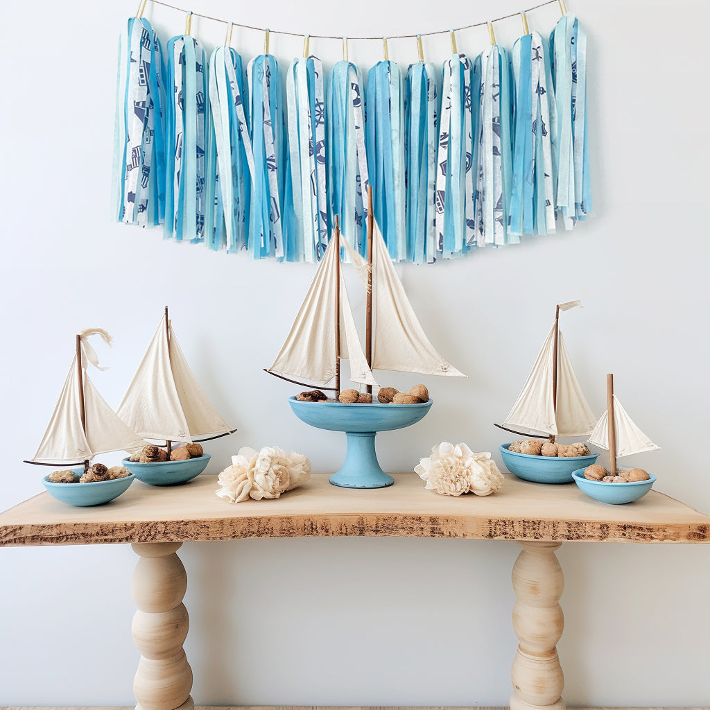 Sailing the Blues Tassel Garland [Deluxe] - Ocean Nautical Birthday - Beach Wedding - Baby Shower