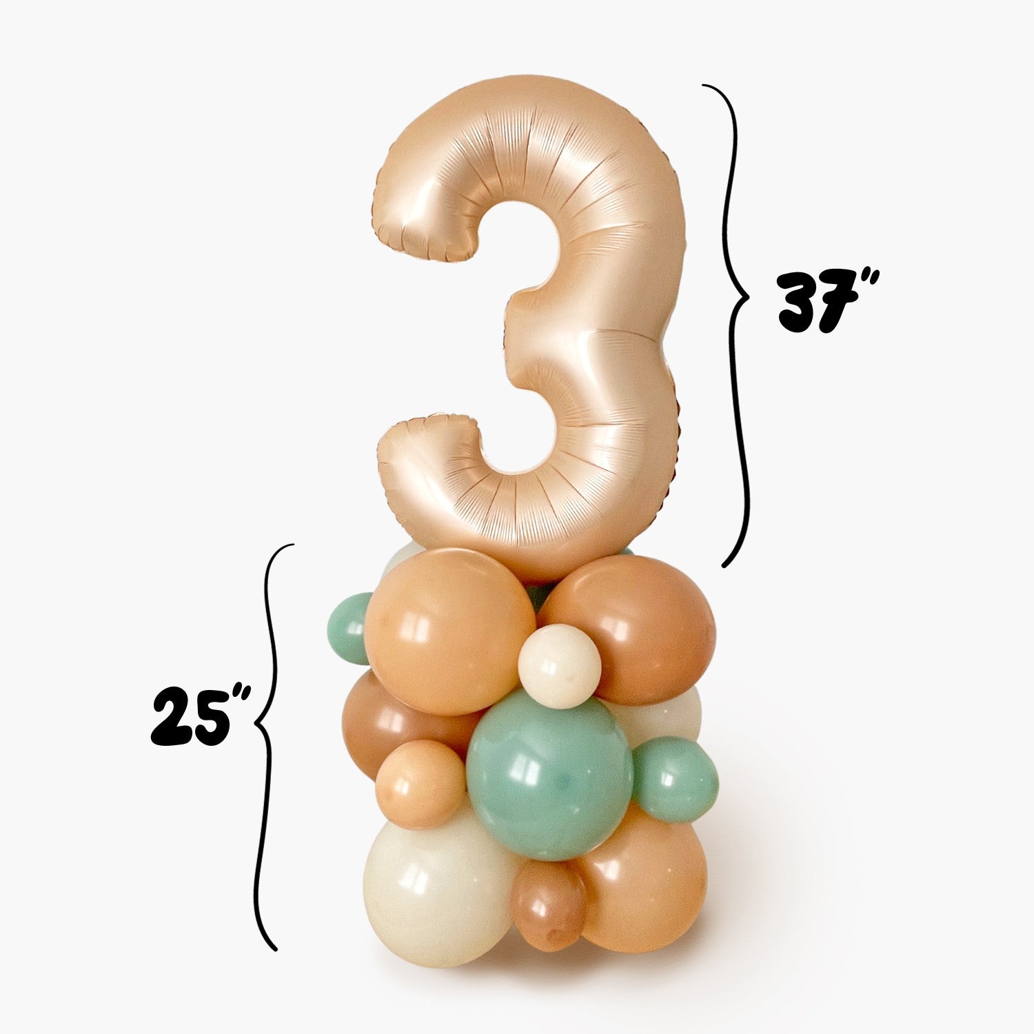 Woodland Number 3 Balloon Column - Woodland Animal Birthday Party Balloon Tower Decorations