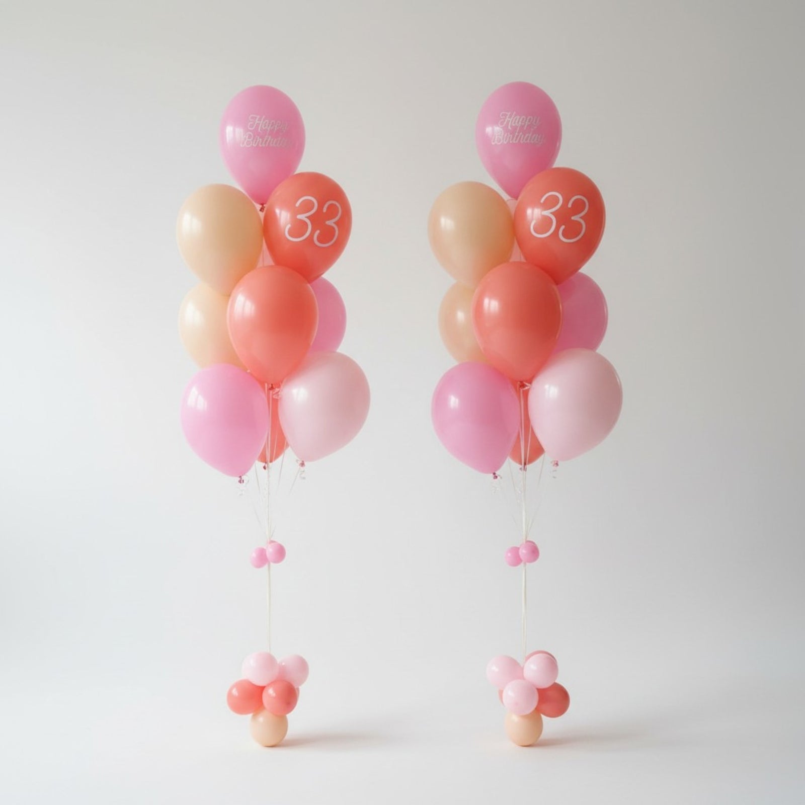 pink blush happy birthday helium balloon bouquets