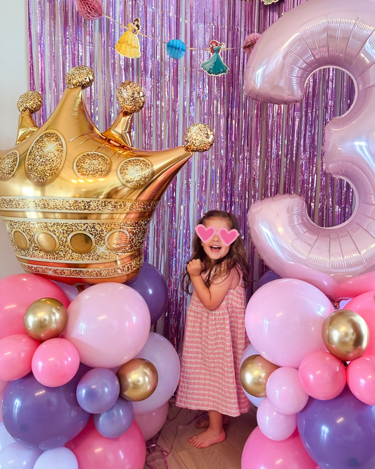 Princess Crown and Pink Number Balloon Tower Set