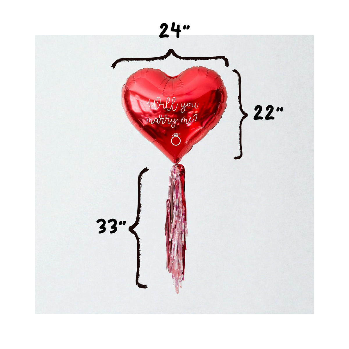 Jumbo Red Heart Proposal Balloon with Decals