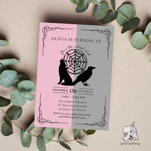 Editable Goth Girl Birthday Party Digital Invitation