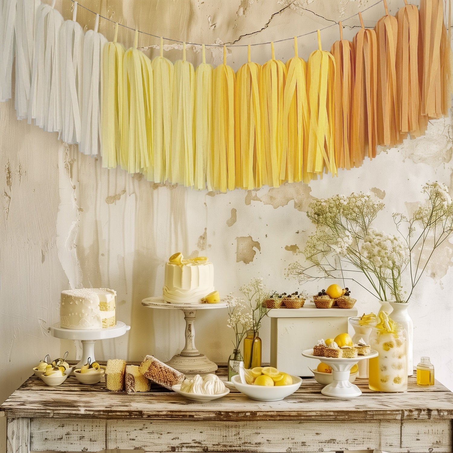 Ombre Yellow Tassel Garland - Boho Sunshine Birthday Backdrop - 1st Trip Around the Sun First BirthdayOmbre Yellow Tassel Garland - Boho Sunshine Birthday Backdrop - 1st Trip Around the Sun First Birthday - Summer Lemon Party