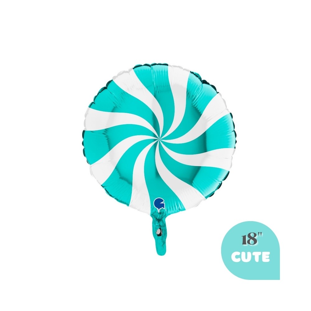 Aqua Blue Peppermint Candy Foil Balloon 18" - Modern Christmas Holiday Party Decoration
