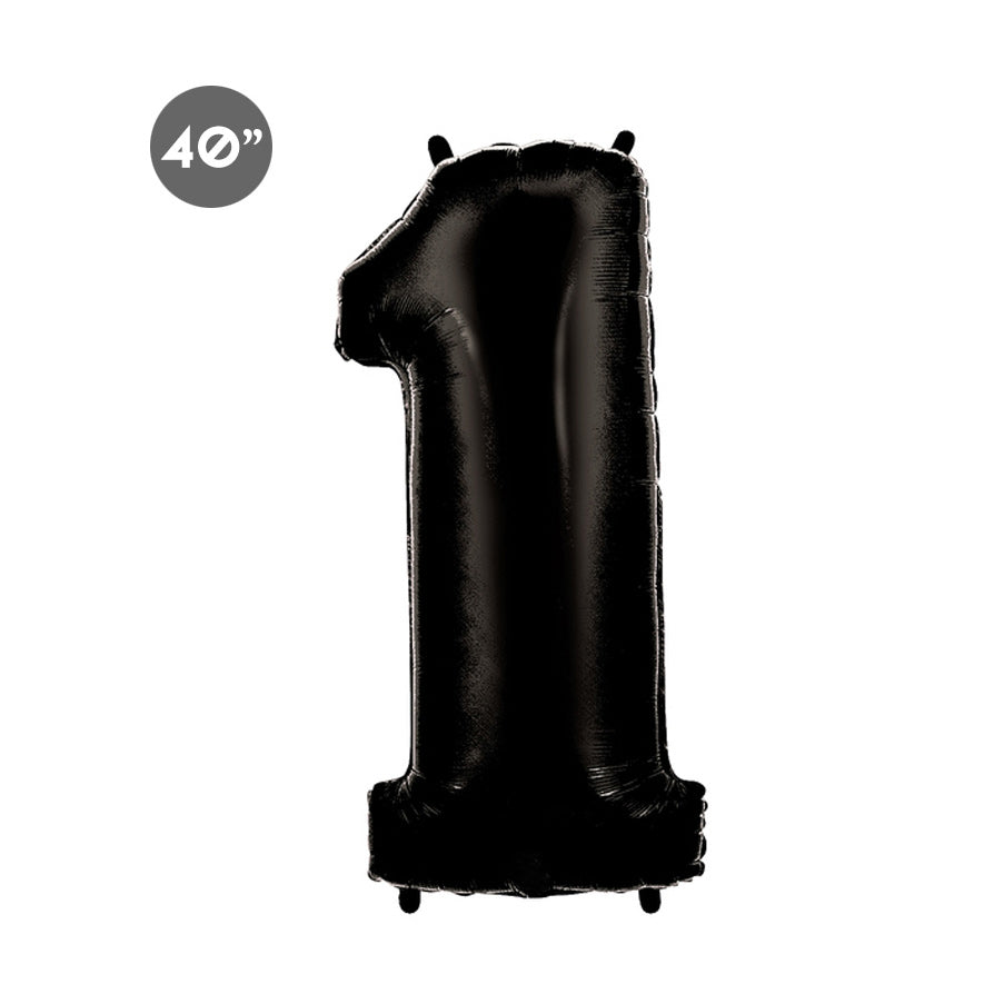 Jumbo Black Number 1 Balloon 40-inch, 1st Birthday Balloon, Little Man First Birthday, Baby Boy 1st Birthday Balloon, Black Cake Smash Decor