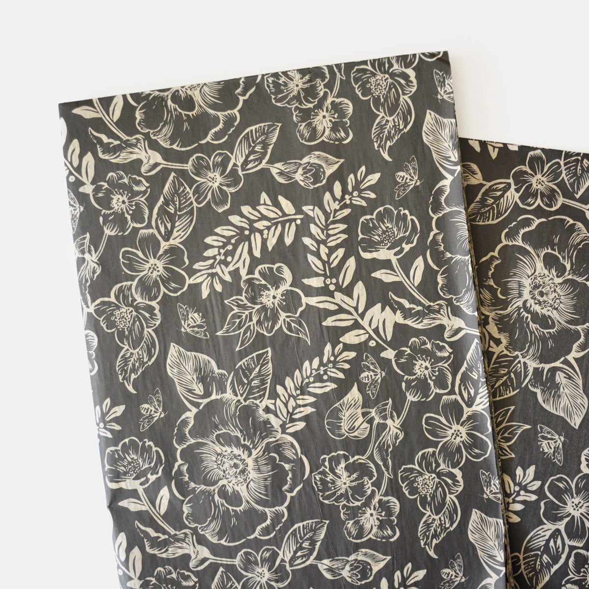 Luxury Black Floral Patterned Tissue Paper -  Christmas Holiday Gift Wrapping & DIY Projects Paper Supplies