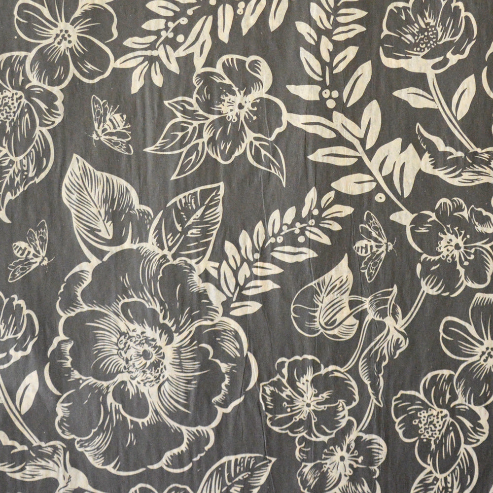 Luxury Black Floral Patterned Tissue Paper -  Christmas Holiday Gift Wrapping & DIY Projects Paper Supplies