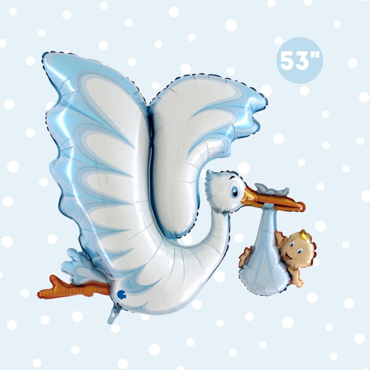 Jumbo Blue Stork and Baby Boy Foil Balloon - Baby Boy Shower Party Decoration, Blue Baby Shower Balloon, Stork Decoration for Baby Boy GenWoo Shop Party Decorations
