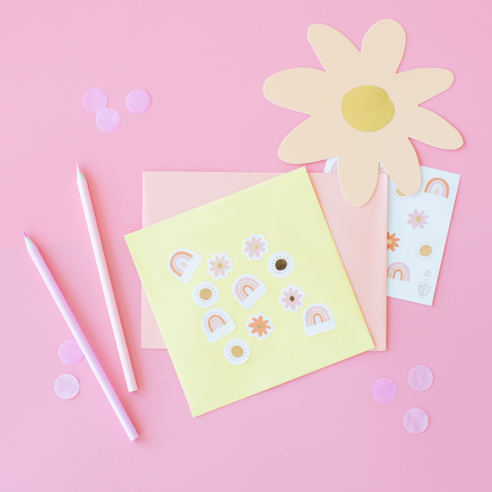 Boho Rainbow Sticker Set - Retro Groovy Party Favors