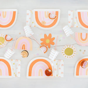 Boho Rainbow, Daisy and Sun Paper Party Banner