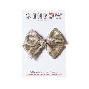 Champagne Sparkly Bow Hair Clip - Christmas Hair Bows for Girls GenWoo Shop GenBow Club 