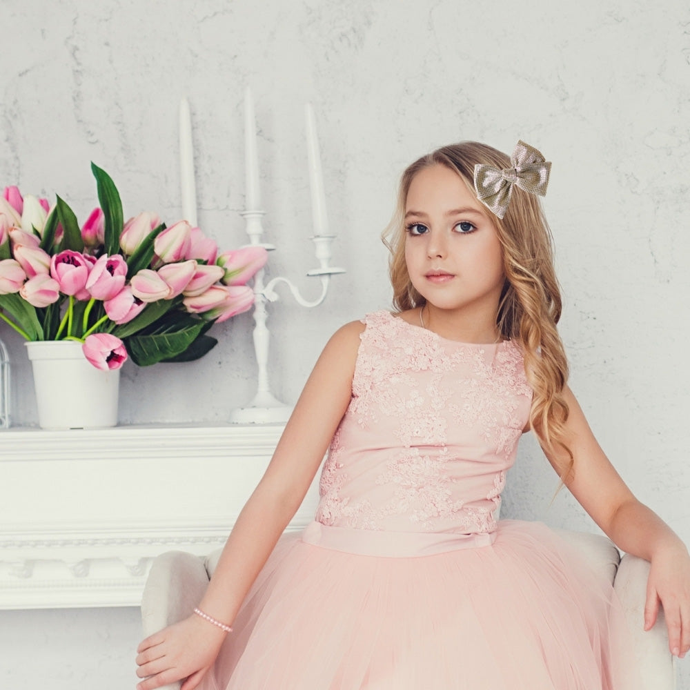 Champagne Sparkly Bow Hair Clip - Christmas Hair Bows for Girls GenWoo Shop GenBow Club 
