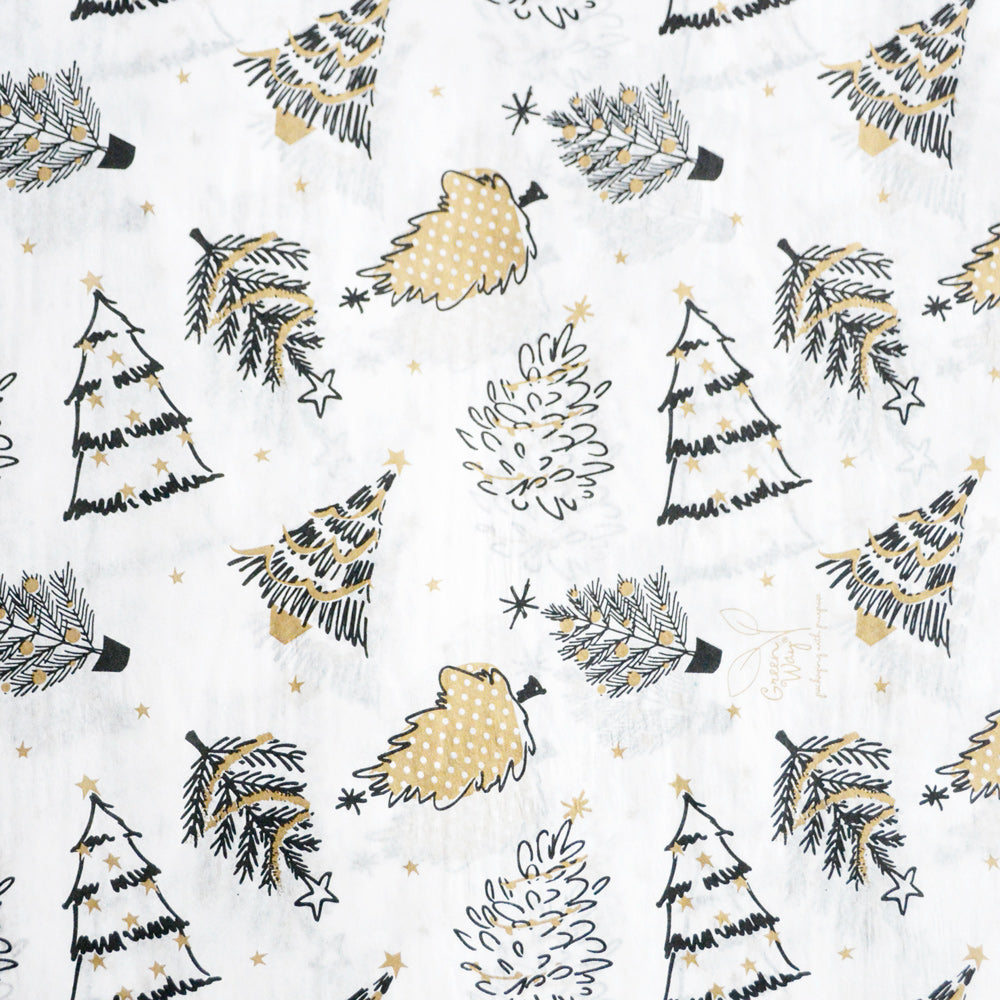 Christmas Tree Illustrations Patterned Tissue Paper - Modern Winter Holiday Gift Wrapping & DIY Projects Supplies