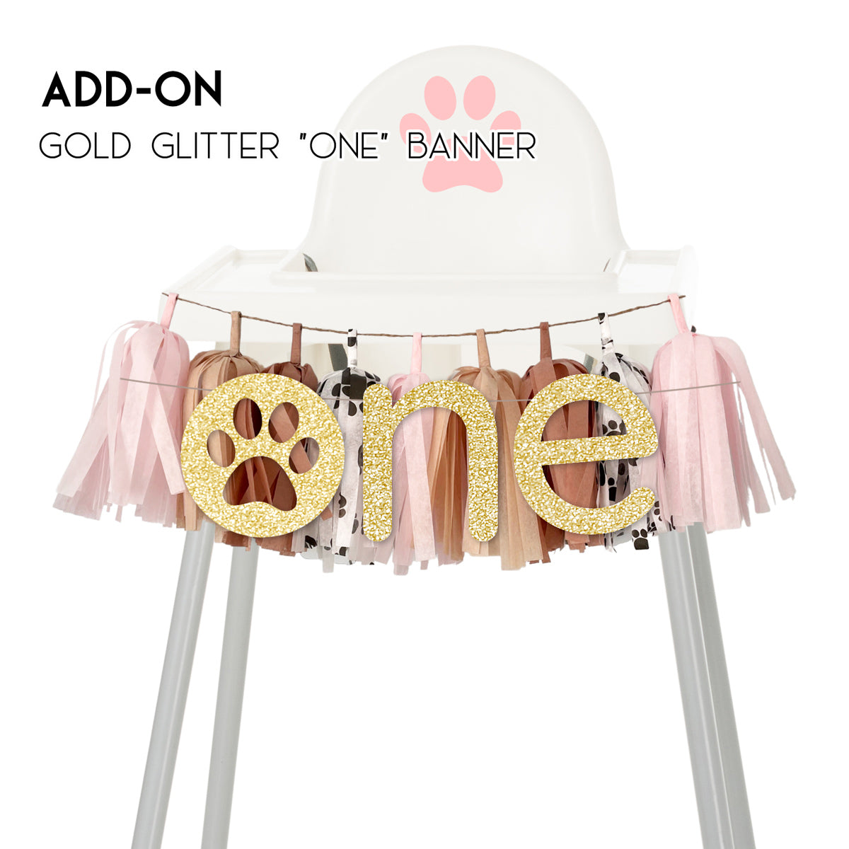 Baby Girl Pink Puppy High Chair Garland