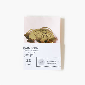Gold Foil Rainbow Cupcake Toppers - Rainbow Birthday Party Supplies, St Patrick's Day Decorations
