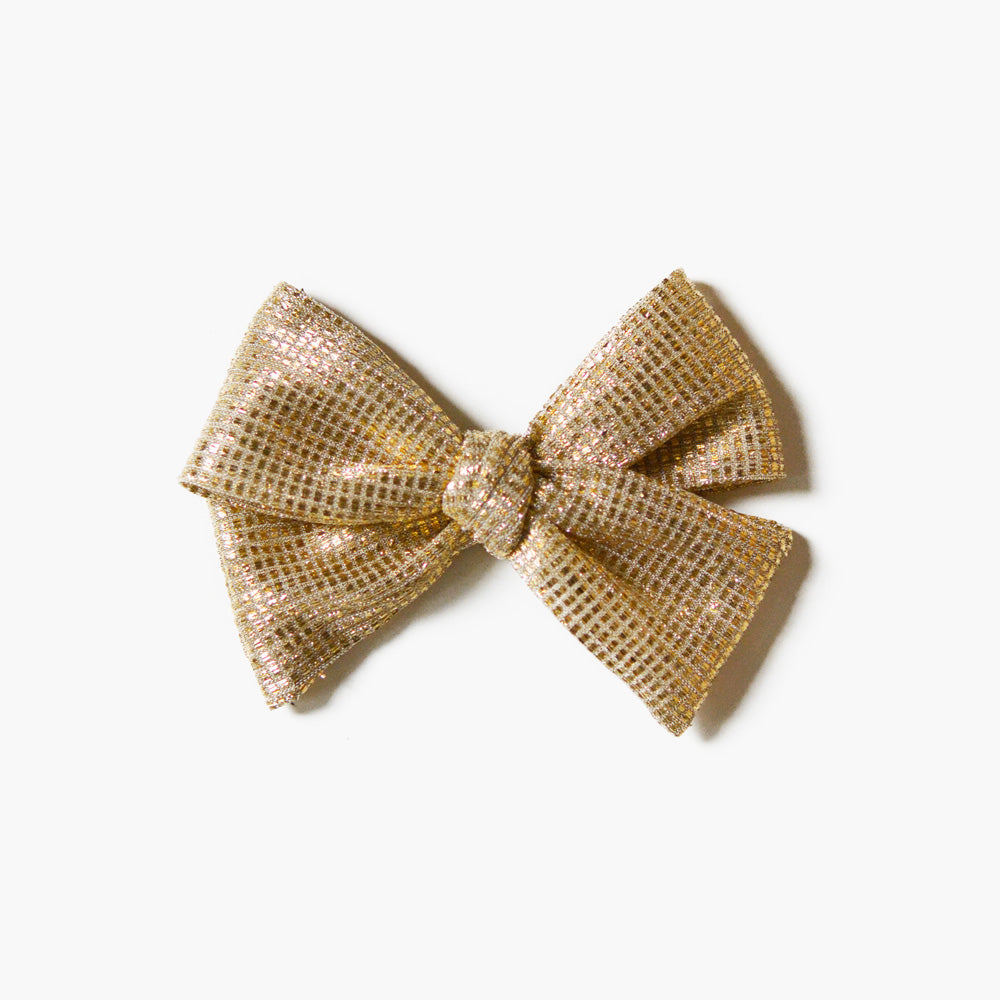 Gold Sparkly Bow Hair Clip - Kids Christmas Hair Accessories Bows for Girls GenWoo Shop GenBow Club 