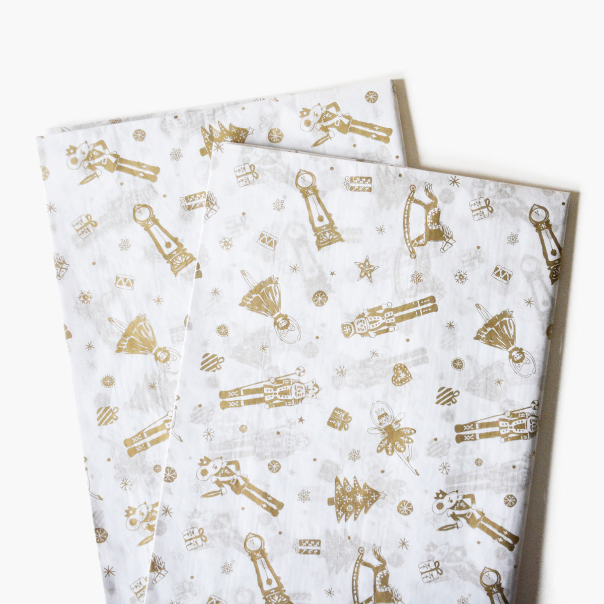 Golden Nutcrackers and Ballet Dancers Tissue Paper - Modern Winter Holiday Gift Wrapping & DIY Projects Supplies