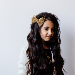 Gold Sparkly Bow Hair Clip - Kids Christmas Hair Accessories Bows for Girls GenWoo Shop GenBow Club 