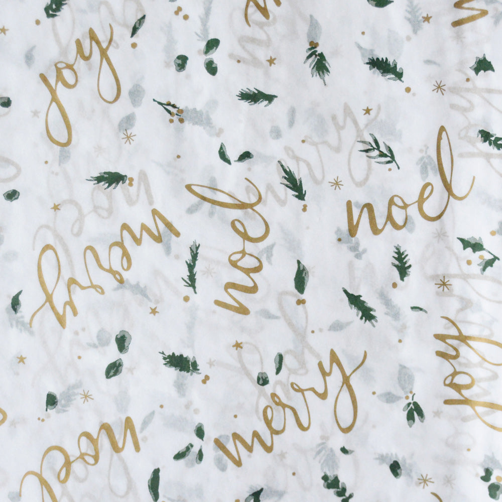 Christmas Scripts Patterned Tissue Paper - Modern Winter Holiday Gift Wrapping & DIY Projects Supplies