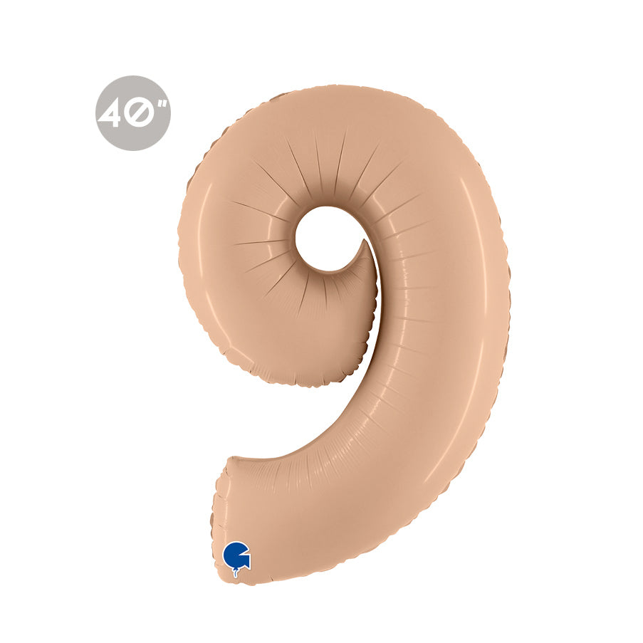 Jumbo Nude Number 9 Foil Balloon 40" - Boho 9th Birthday Party Decorations & Anniversary