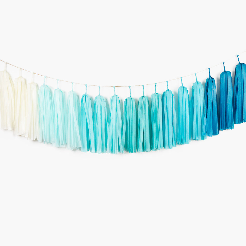 Ombre Blue Tassel Garland - Ocean Themed Party, Summer Birthday, Baby Boy Shower